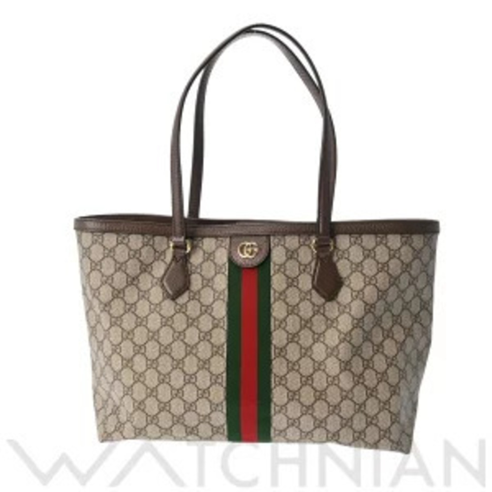 Gucci Ophidia GG Beige Ebony Supreme Canvas Leather Tote Bag